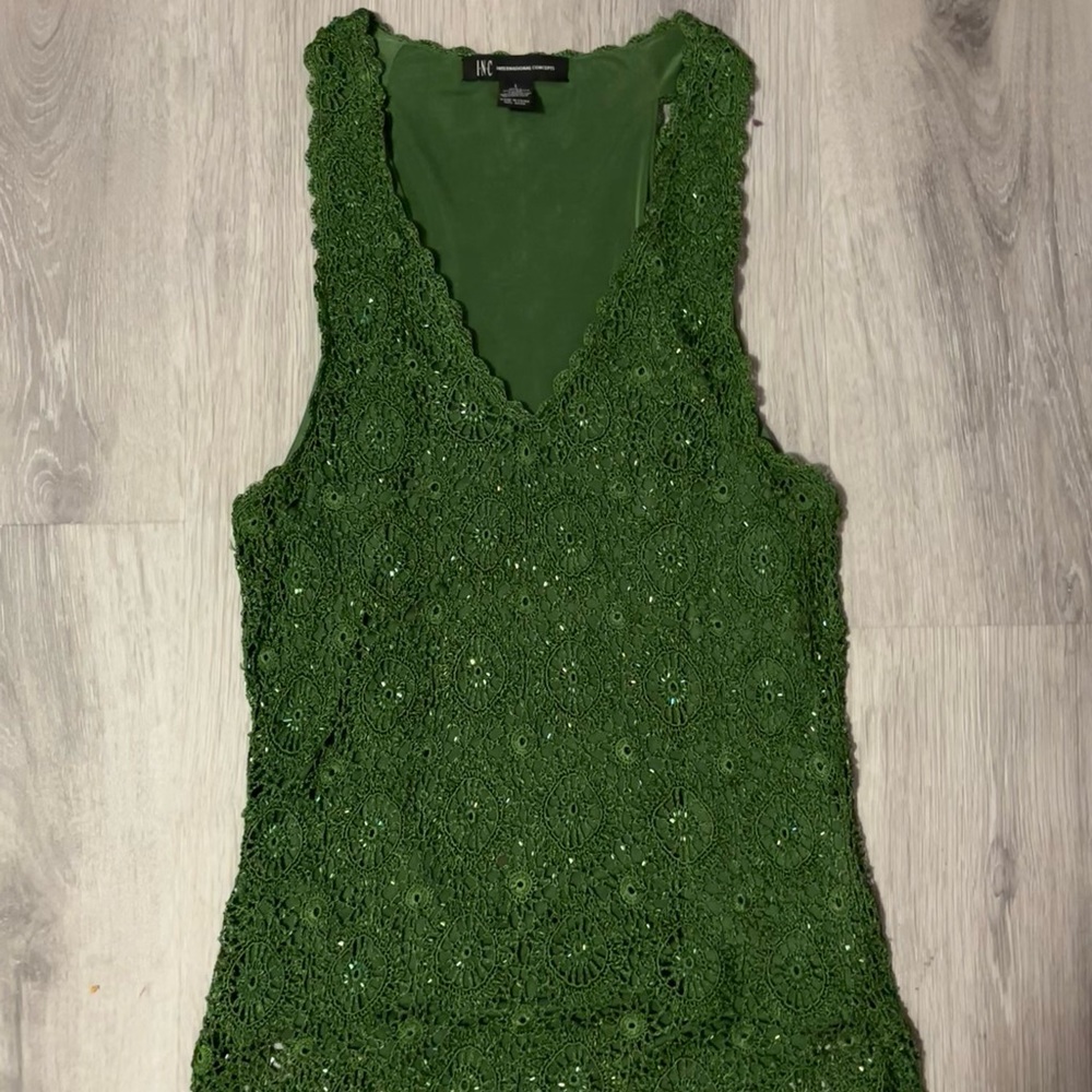 Y2k Green Crochet Sequin top